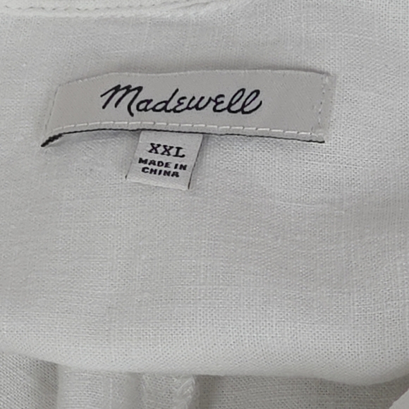 Madewell Hayden Linen Blend Popover Top Blouse sz XXL Classic Minimalist Plus * - Picture 6 of 12